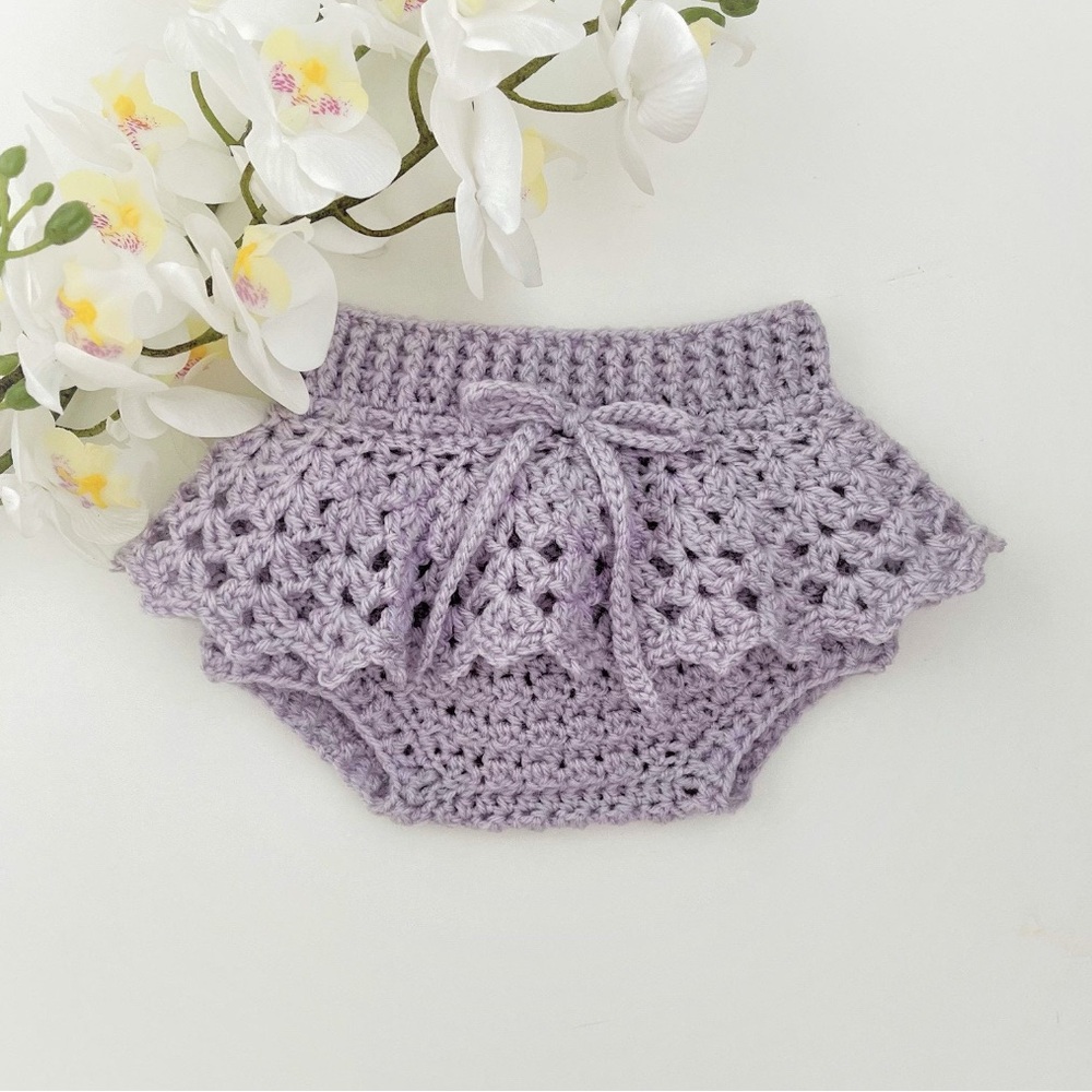 Handmade Crochet Baby Bloomers in Lavender